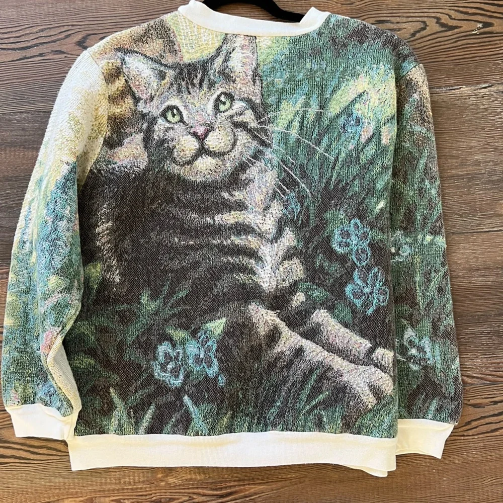 Vintage Crazy Cat Lady Cats Lovers Dream Sweater Cotton Sugar Street Weavers - Picture 2 of 15